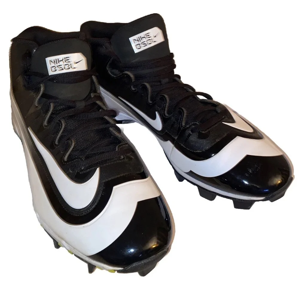 Nike BSBL Baseball Cleats Hurrache White Black 087141-017 Men's 13 2016
